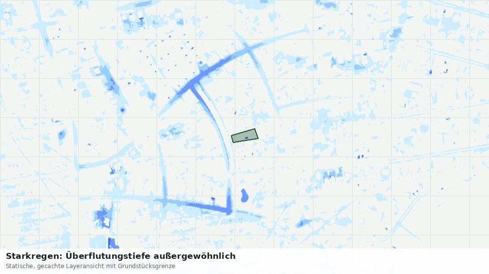 Statische Kartenansicht: Starkregen: Überflutungstiefe außergewöhnlich