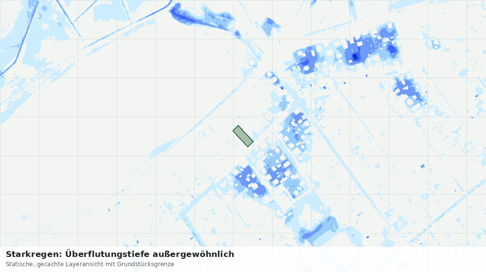Statische Kartenansicht: Starkregen: Überflutungstiefe außergewöhnlich