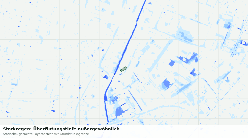 Statische Kartenansicht: Starkregen: Überflutungstiefe außergewöhnlich