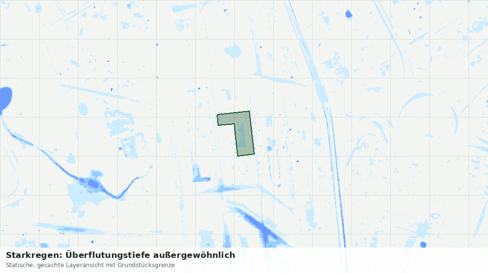 Statische Kartenansicht: Starkregen: Überflutungstiefe außergewöhnlich