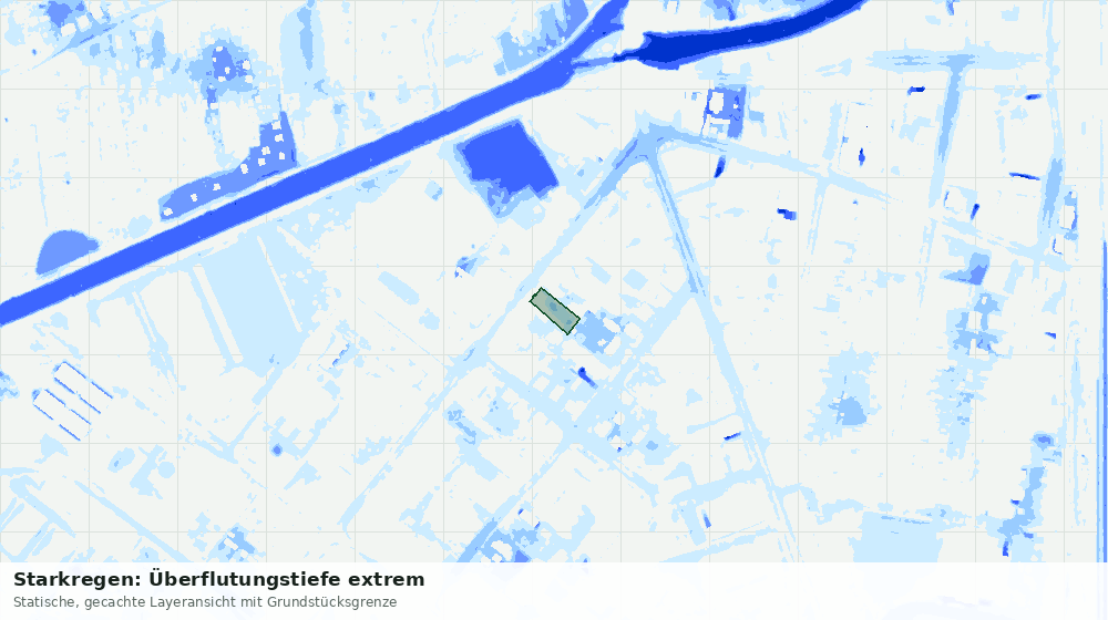 Statische Kartenansicht: Starkregen: Überflutungstiefe extrem