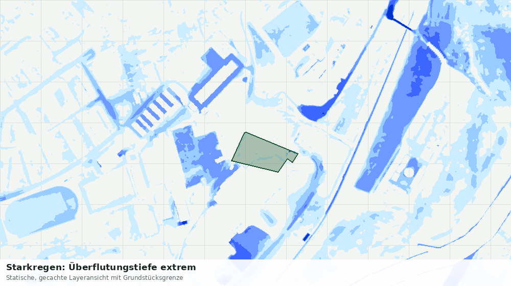 Statische Kartenansicht: Starkregen: Überflutungstiefe extrem