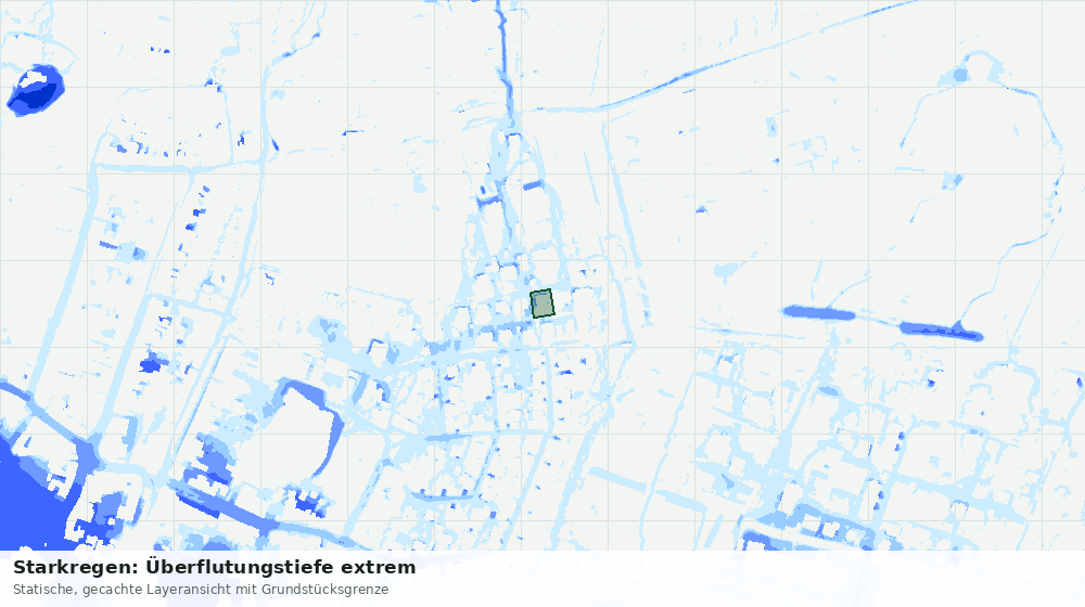 Statische Kartenansicht: Starkregen: Überflutungstiefe extrem