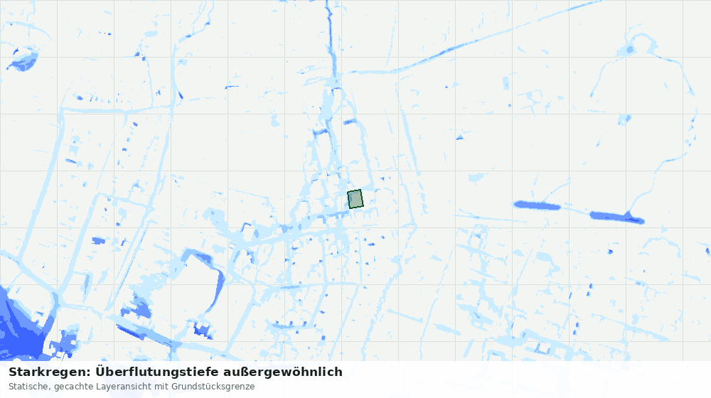 Statische Kartenansicht: Starkregen: Überflutungstiefe außergewöhnlich