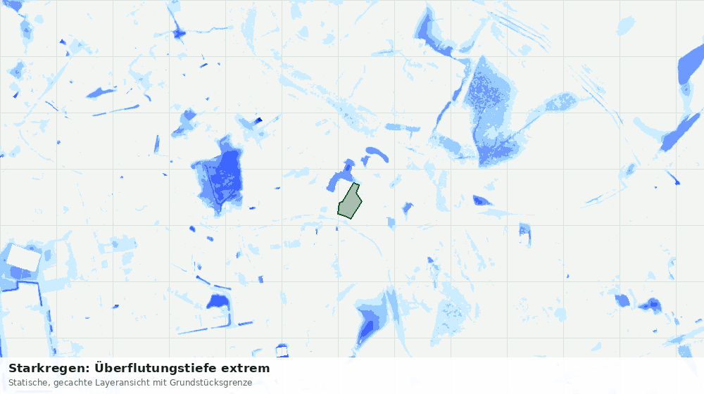 Statische Kartenansicht: Starkregen: Überflutungstiefe extrem