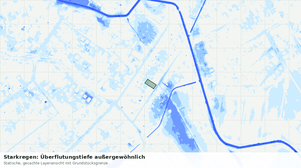 Statische Kartenansicht: Starkregen: Überflutungstiefe außergewöhnlich