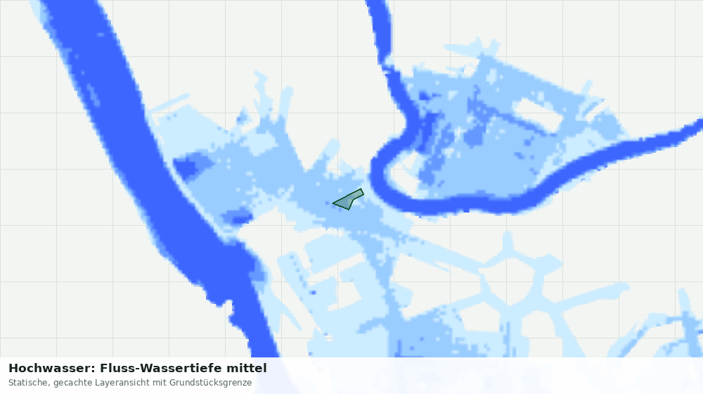 Statische Kartenansicht: Hochwasser: Fluss-Wassertiefe mittel