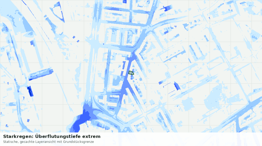 Statische Kartenansicht: Starkregen: Überflutungstiefe extrem
