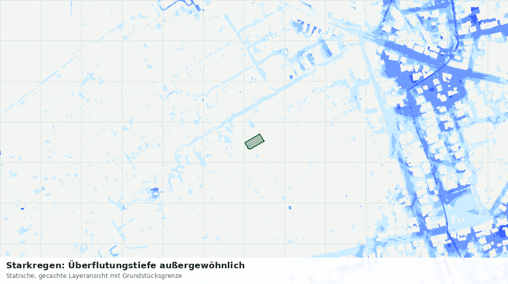 Statische Kartenansicht: Starkregen: Überflutungstiefe außergewöhnlich