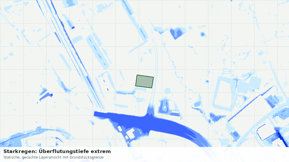 Statische Kartenansicht: Starkregen: Überflutungstiefe extrem