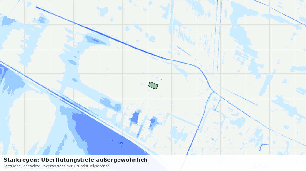 Statische Kartenansicht: Starkregen: Überflutungstiefe außergewöhnlich