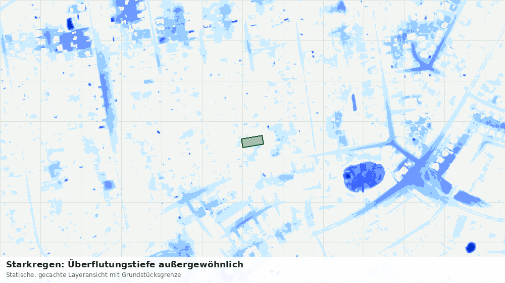 Statische Kartenansicht: Starkregen: Überflutungstiefe außergewöhnlich
