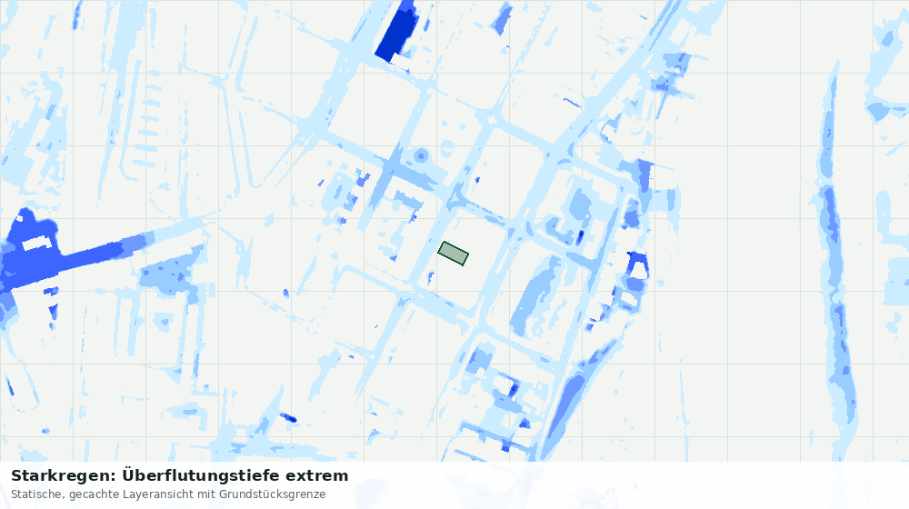 Statische Kartenansicht: Starkregen: Überflutungstiefe extrem