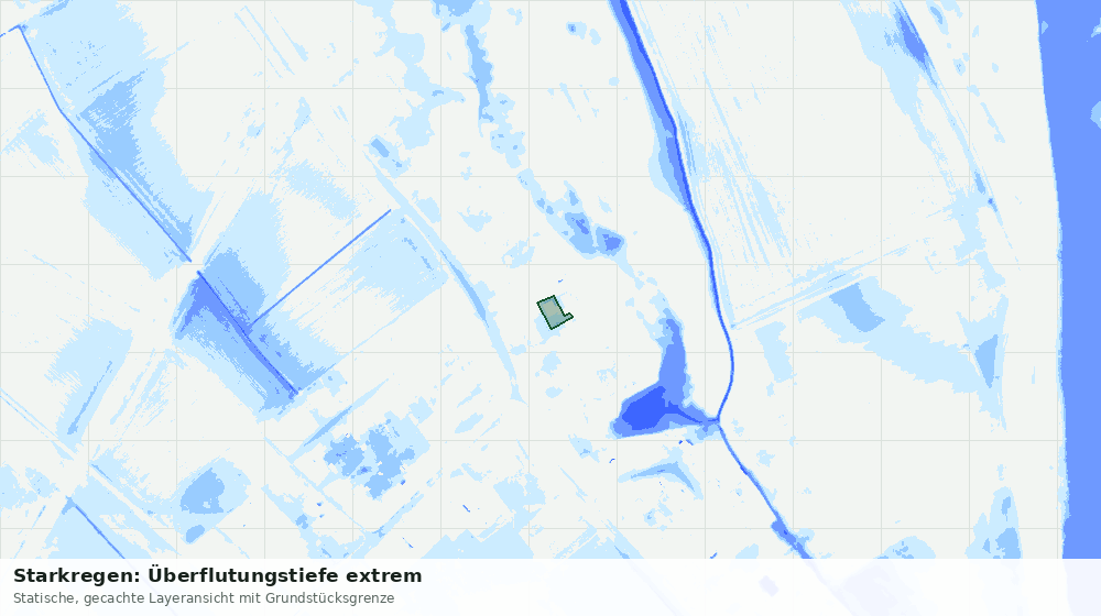 Statische Kartenansicht: Starkregen: Überflutungstiefe extrem