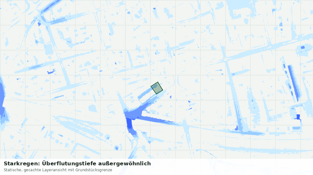 Statische Kartenansicht: Starkregen: Überflutungstiefe außergewöhnlich