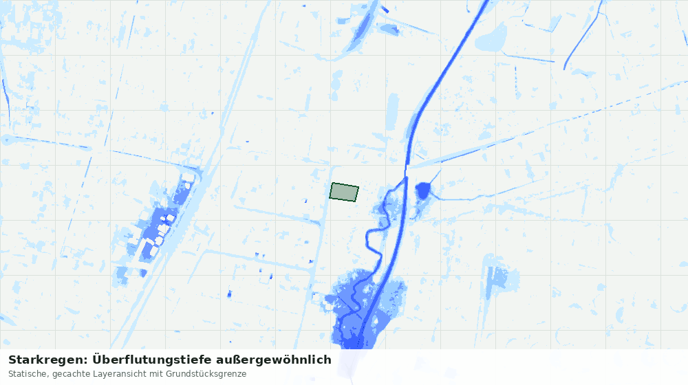 Statische Kartenansicht: Starkregen: Überflutungstiefe außergewöhnlich