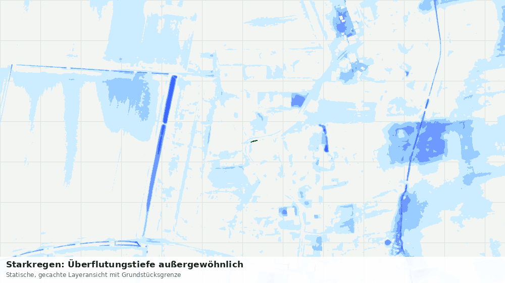 Statische Kartenansicht: Starkregen: Überflutungstiefe außergewöhnlich