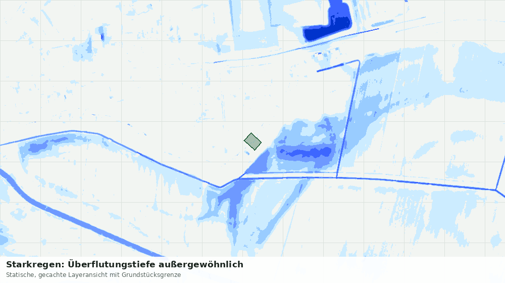 Statische Kartenansicht: Starkregen: Überflutungstiefe außergewöhnlich