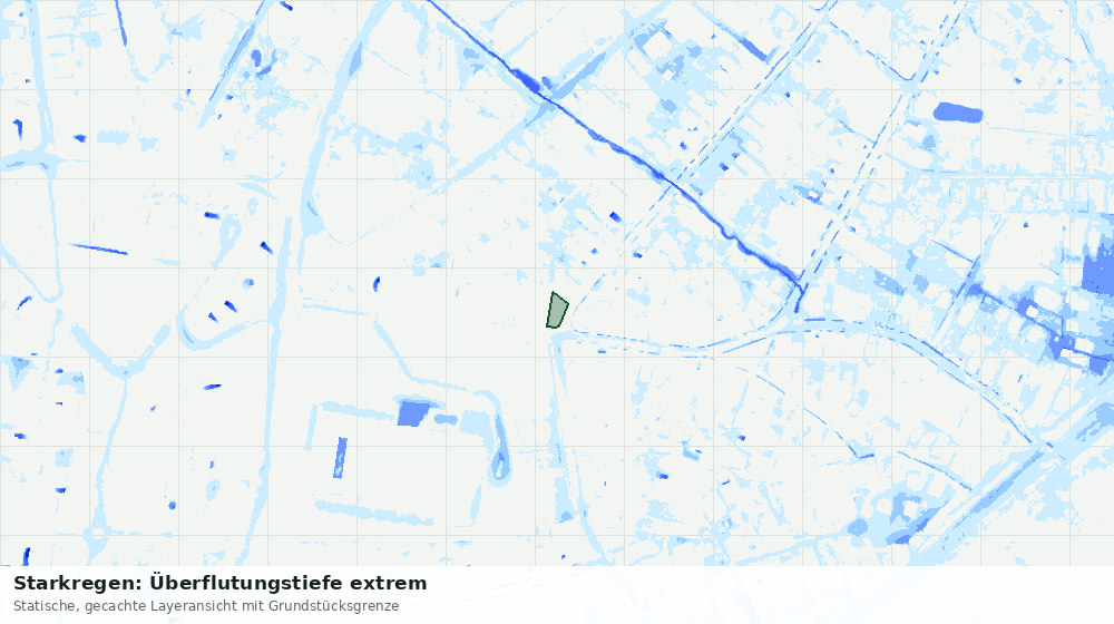 Statische Kartenansicht: Starkregen: Überflutungstiefe extrem