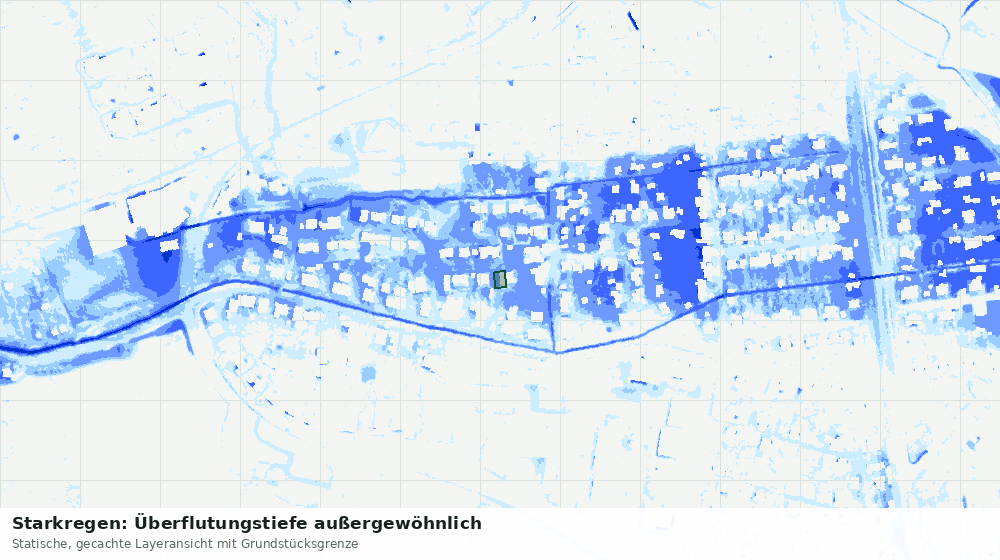 Statische Kartenansicht: Starkregen: Überflutungstiefe außergewöhnlich