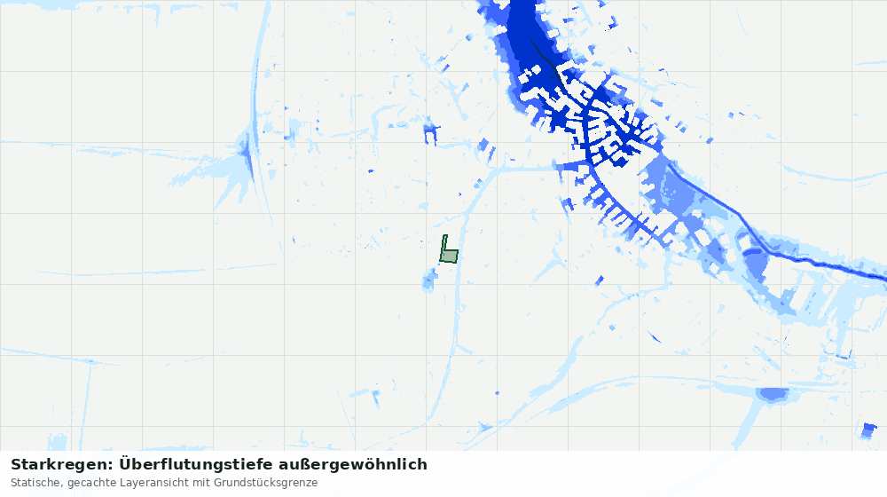 Statische Kartenansicht: Starkregen: Überflutungstiefe außergewöhnlich