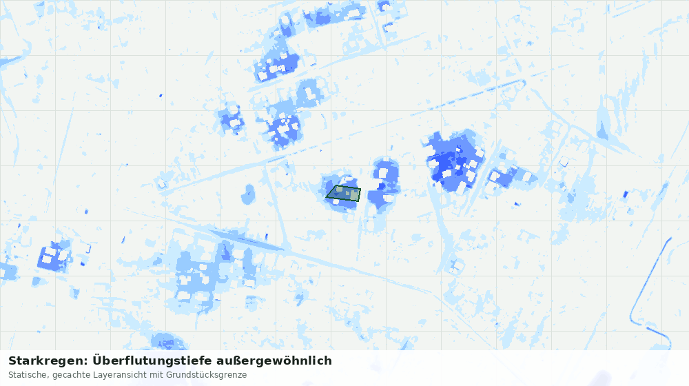 Statische Kartenansicht: Starkregen: Überflutungstiefe außergewöhnlich