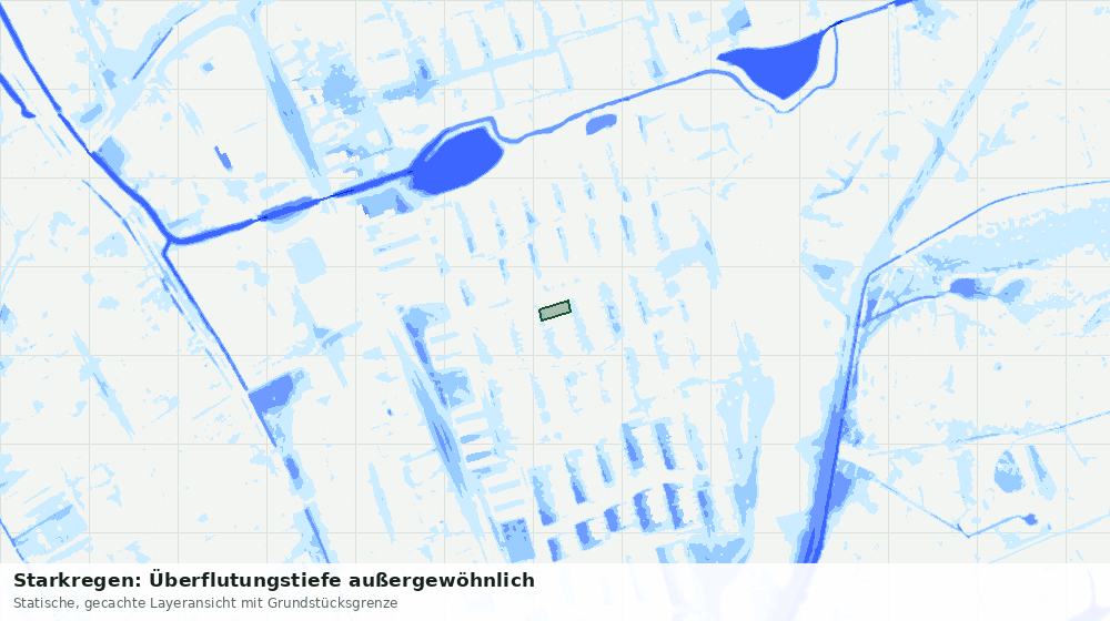 Statische Kartenansicht: Starkregen: Überflutungstiefe außergewöhnlich