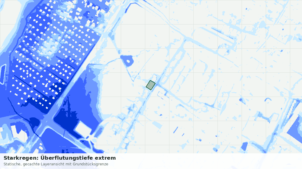 Statische Kartenansicht: Starkregen: Überflutungstiefe extrem