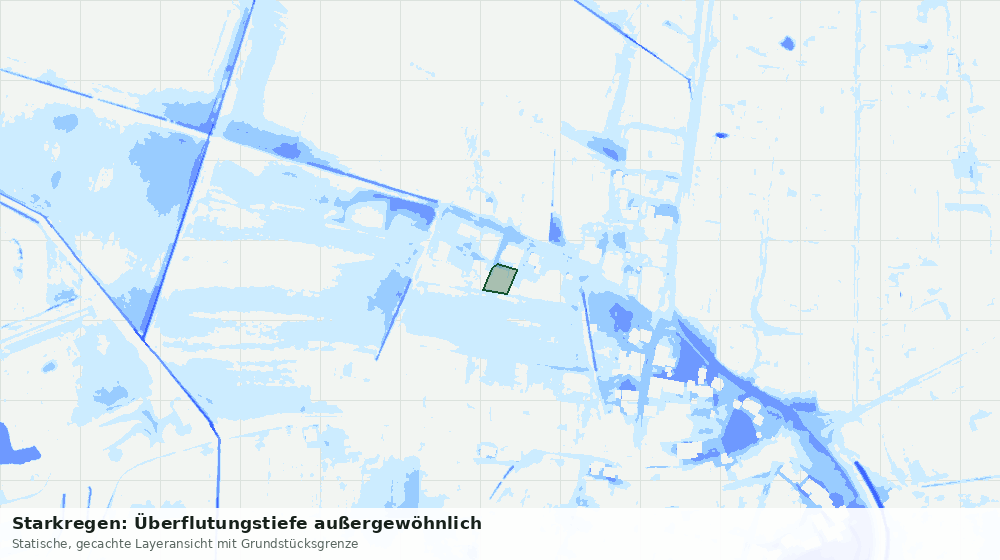 Statische Kartenansicht: Starkregen: Überflutungstiefe außergewöhnlich