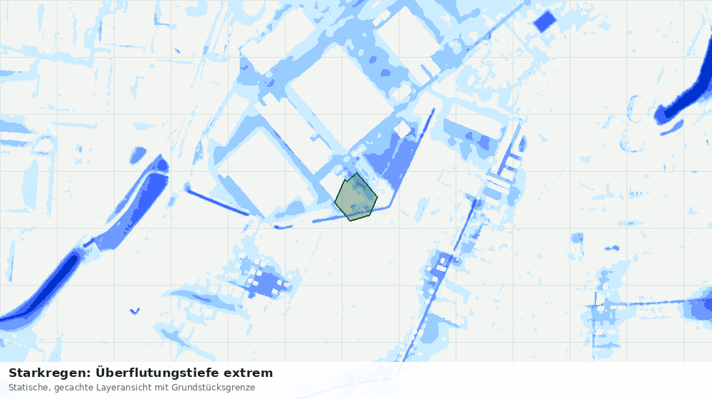 Statische Kartenansicht: Starkregen: Überflutungstiefe extrem