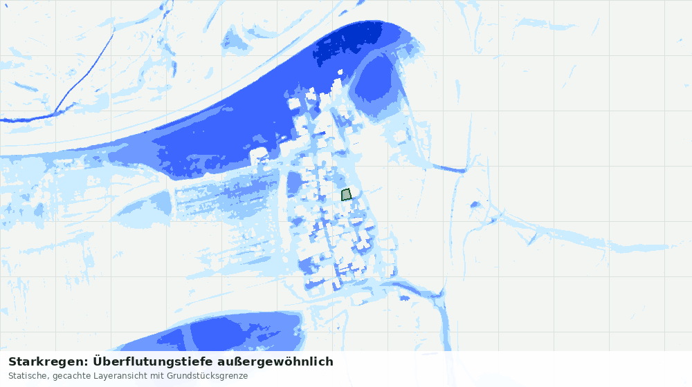 Statische Kartenansicht: Starkregen: Überflutungstiefe außergewöhnlich