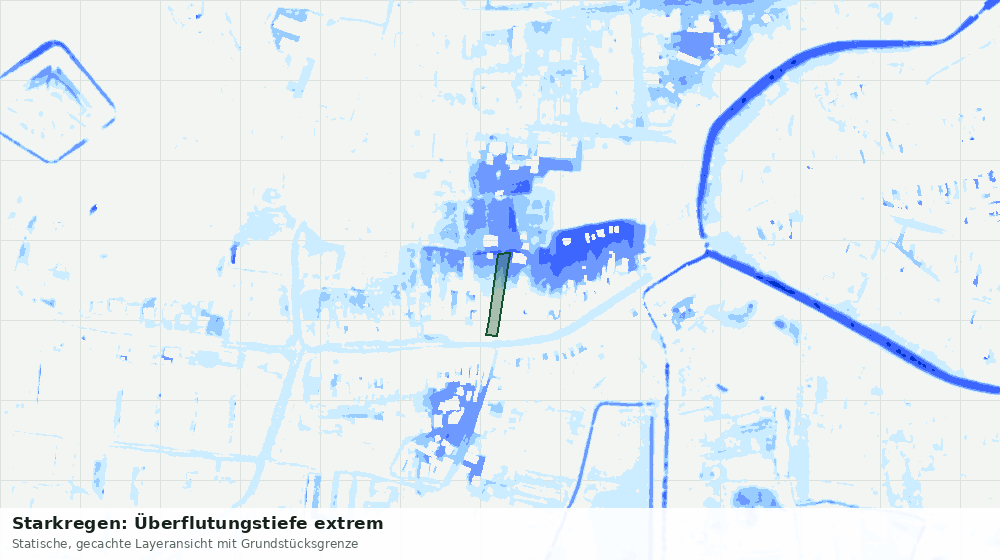 Statische Kartenansicht: Starkregen: Überflutungstiefe extrem