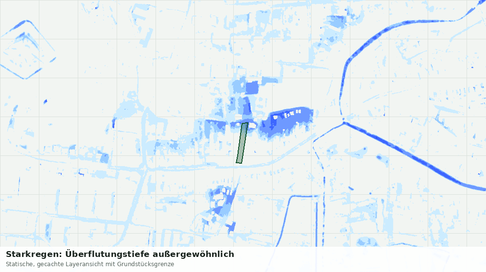 Statische Kartenansicht: Starkregen: Überflutungstiefe außergewöhnlich