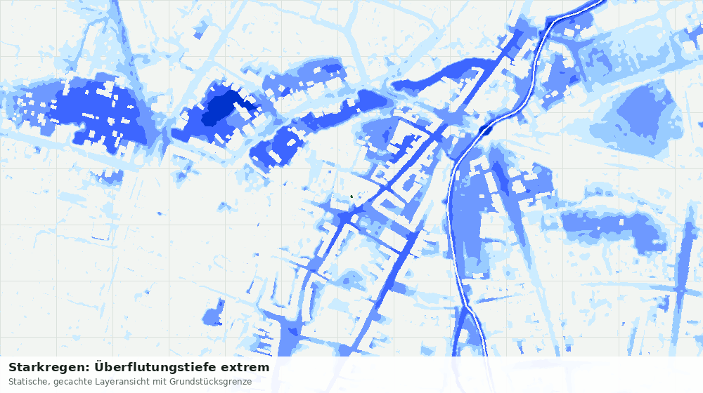 Statische Kartenansicht: Starkregen: Überflutungstiefe extrem
