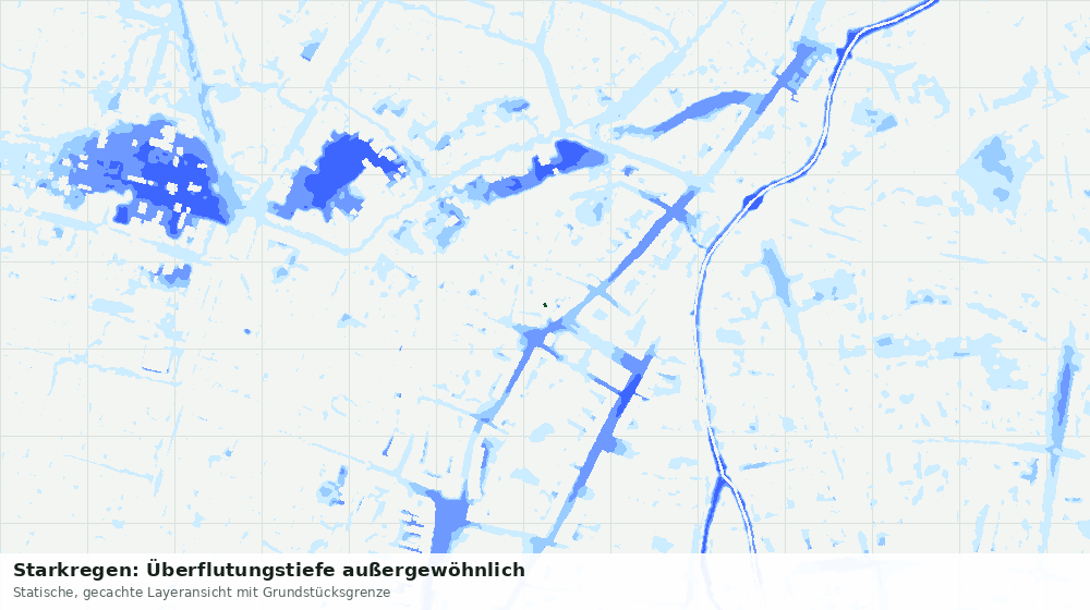 Statische Kartenansicht: Starkregen: Überflutungstiefe außergewöhnlich