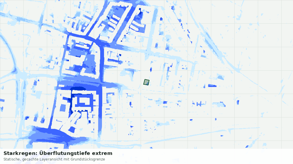 Statische Kartenansicht: Starkregen: Überflutungstiefe extrem