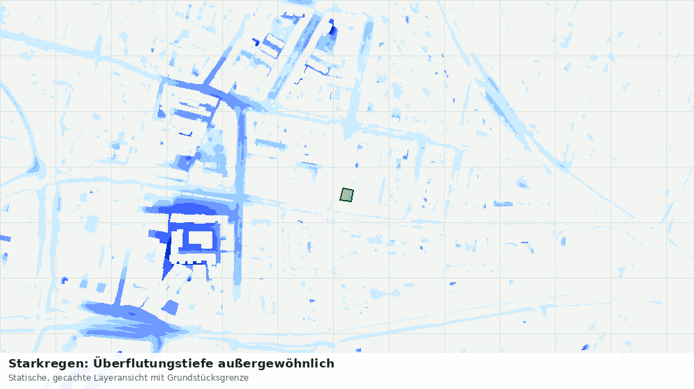 Statische Kartenansicht: Starkregen: Überflutungstiefe außergewöhnlich