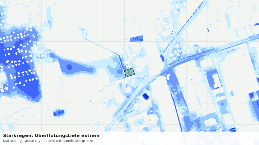Statische Kartenansicht: Starkregen: Überflutungstiefe extrem