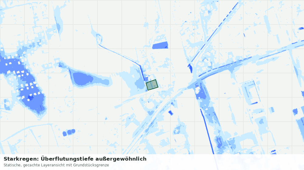 Statische Kartenansicht: Starkregen: Überflutungstiefe außergewöhnlich