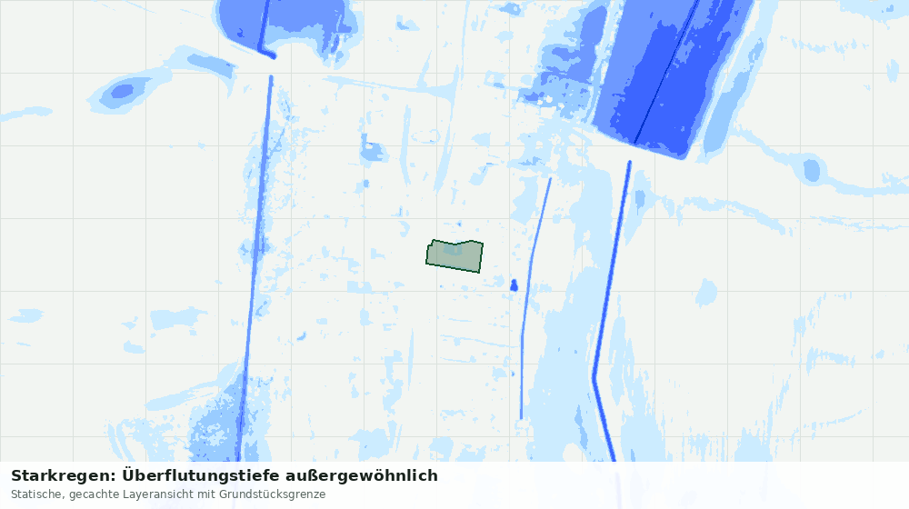 Statische Kartenansicht: Starkregen: Überflutungstiefe außergewöhnlich