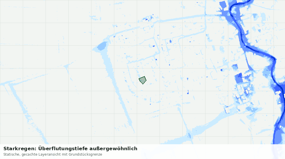 Statische Kartenansicht: Starkregen: Überflutungstiefe außergewöhnlich