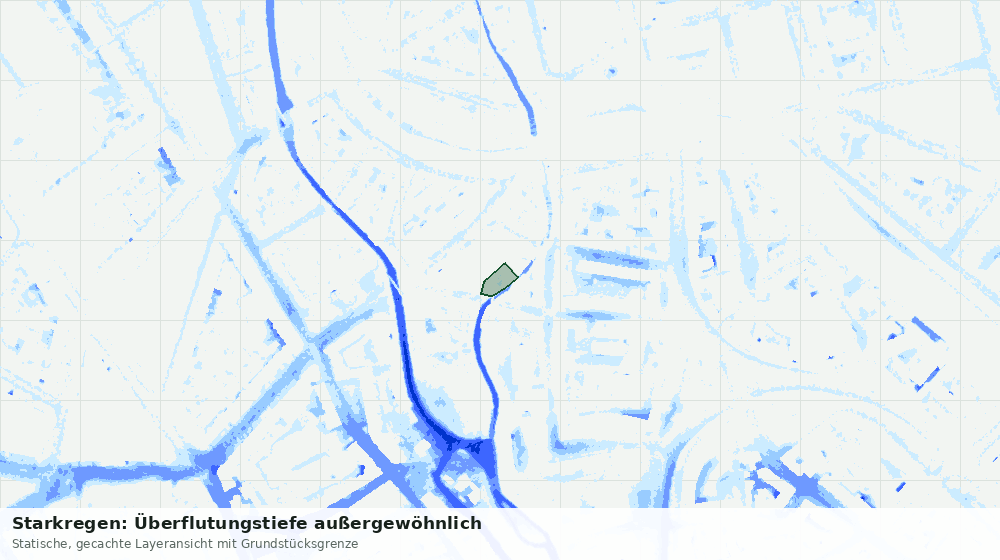 Statische Kartenansicht: Starkregen: Überflutungstiefe außergewöhnlich