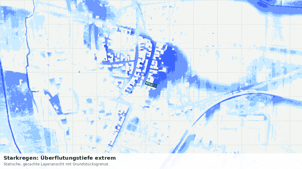 Statische Kartenansicht: Starkregen: Überflutungstiefe extrem
