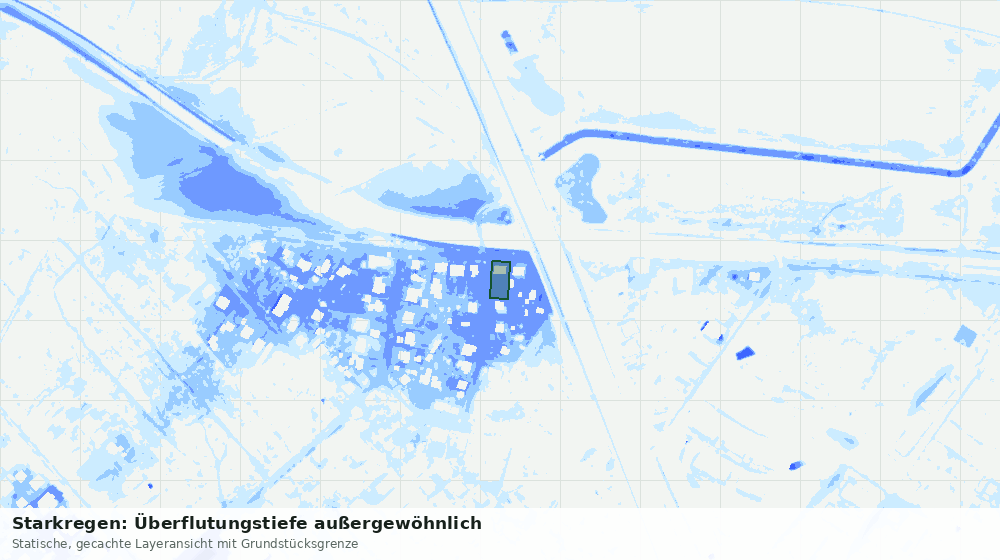 Statische Kartenansicht: Starkregen: Überflutungstiefe außergewöhnlich