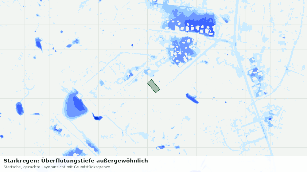 Statische Kartenansicht: Starkregen: Überflutungstiefe außergewöhnlich