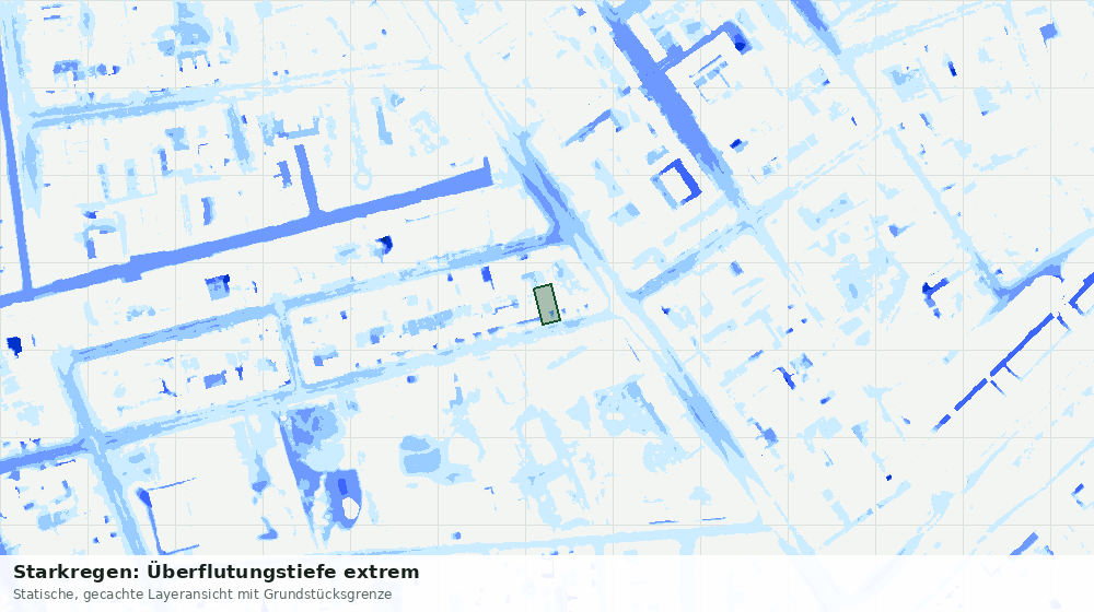 Statische Kartenansicht: Starkregen: Überflutungstiefe extrem
