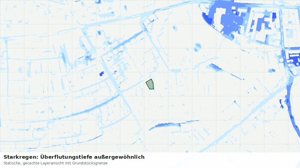 Statische Kartenansicht: Starkregen: Überflutungstiefe außergewöhnlich