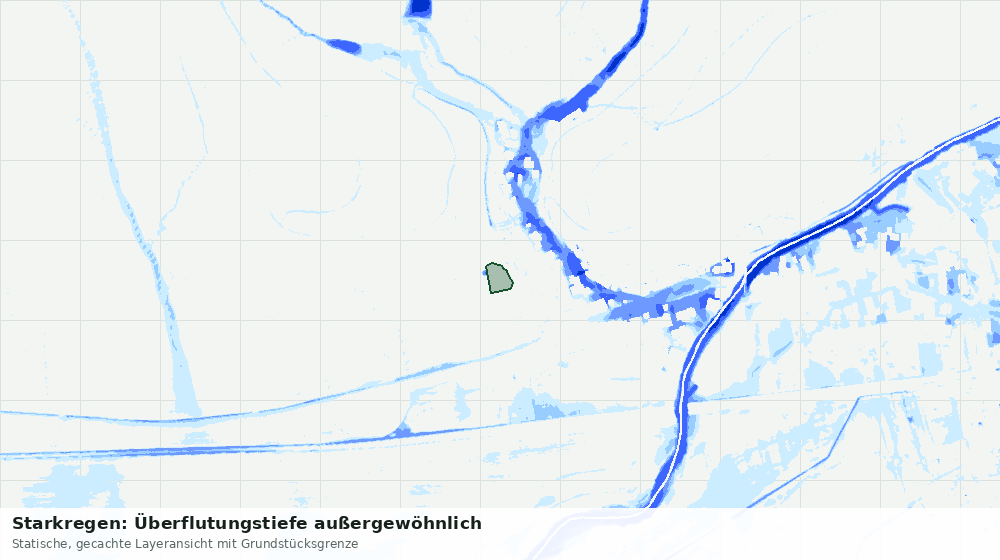 Statische Kartenansicht: Starkregen: Überflutungstiefe außergewöhnlich