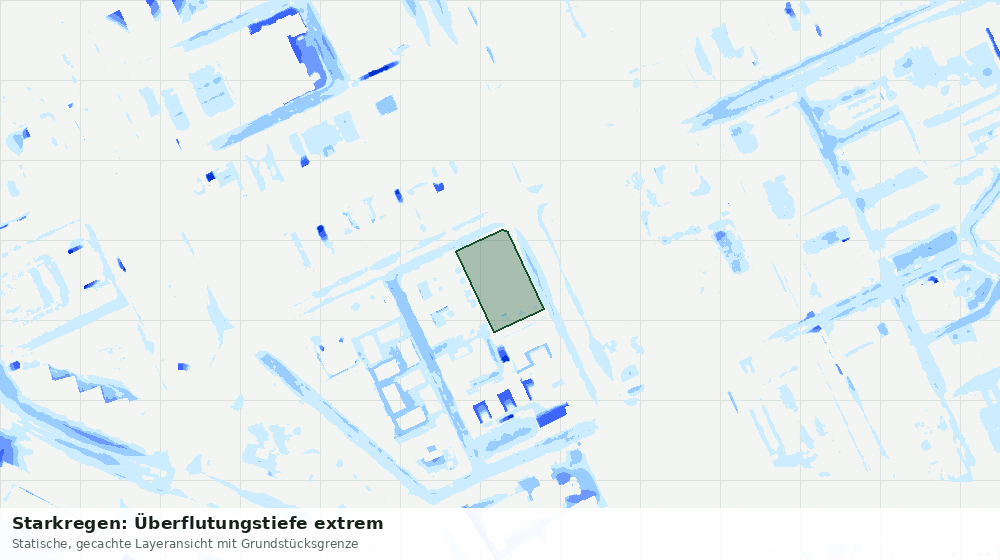 Statische Kartenansicht: Starkregen: Überflutungstiefe extrem
