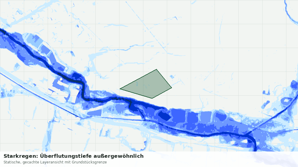 Statische Kartenansicht: Starkregen: Überflutungstiefe außergewöhnlich